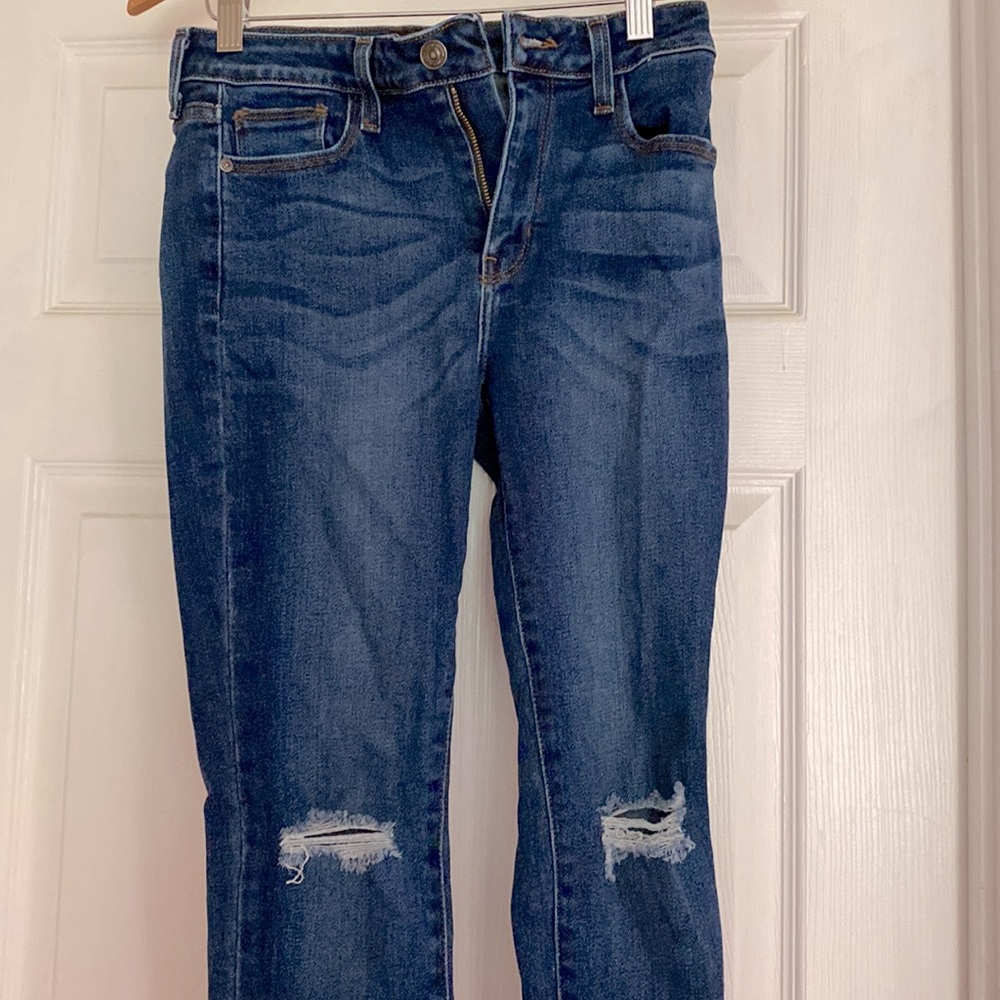 Medium to dark wash denim jeans!